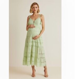 Emilia George Grace Maternity Midi Dress Medium Green